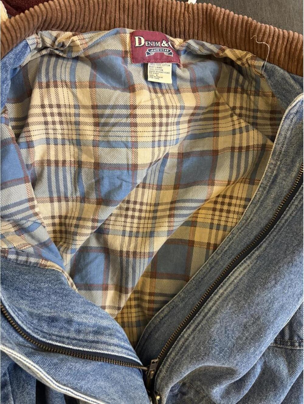 Denim & Co chore denim jacket with brown corduroy collar and cuffs sz Large - Picture 6 of 6